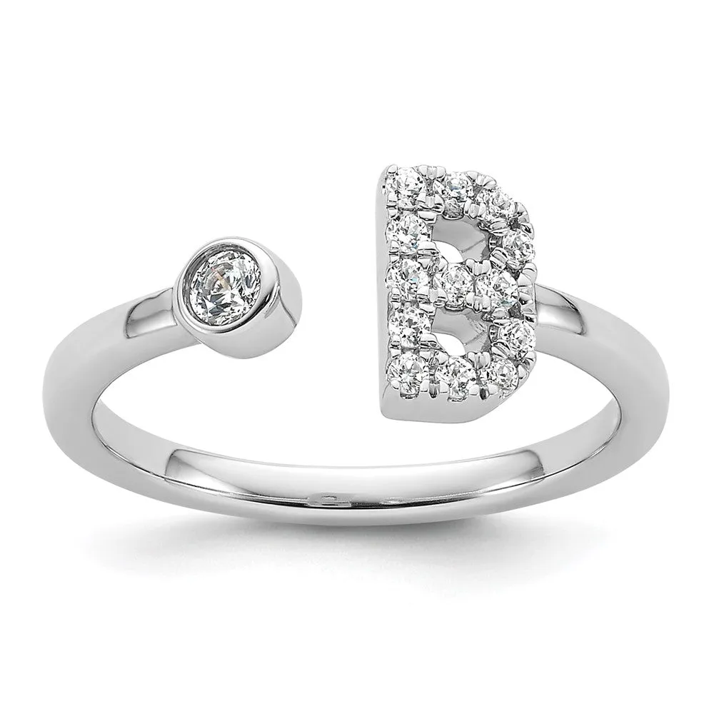 White Gold Lab Grown Diamond VS/SI FGH Initial B Adjustable Ring Model-RM10277B-017-WLG