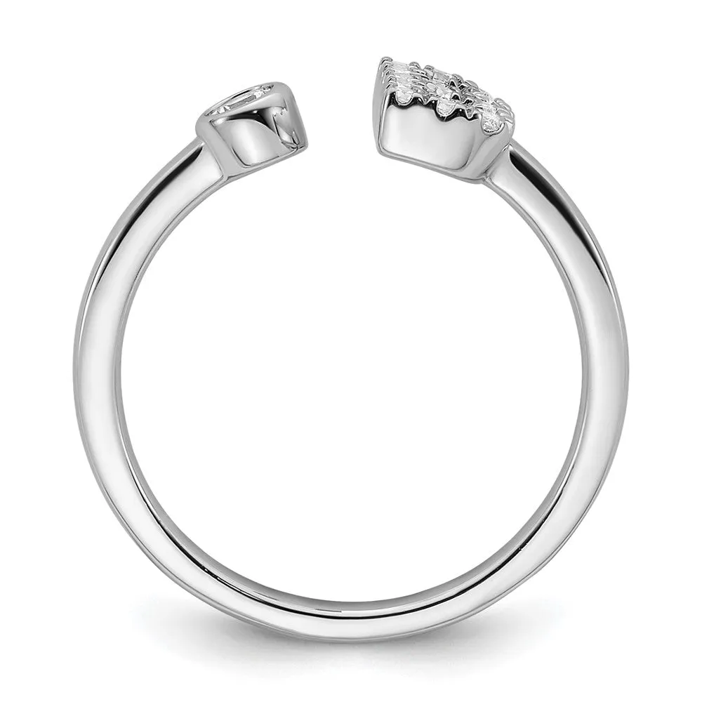 White Gold Lab Grown Diamond VS/SI FGH Initial B Adjustable Ring Model-RM10277B-017-WLG