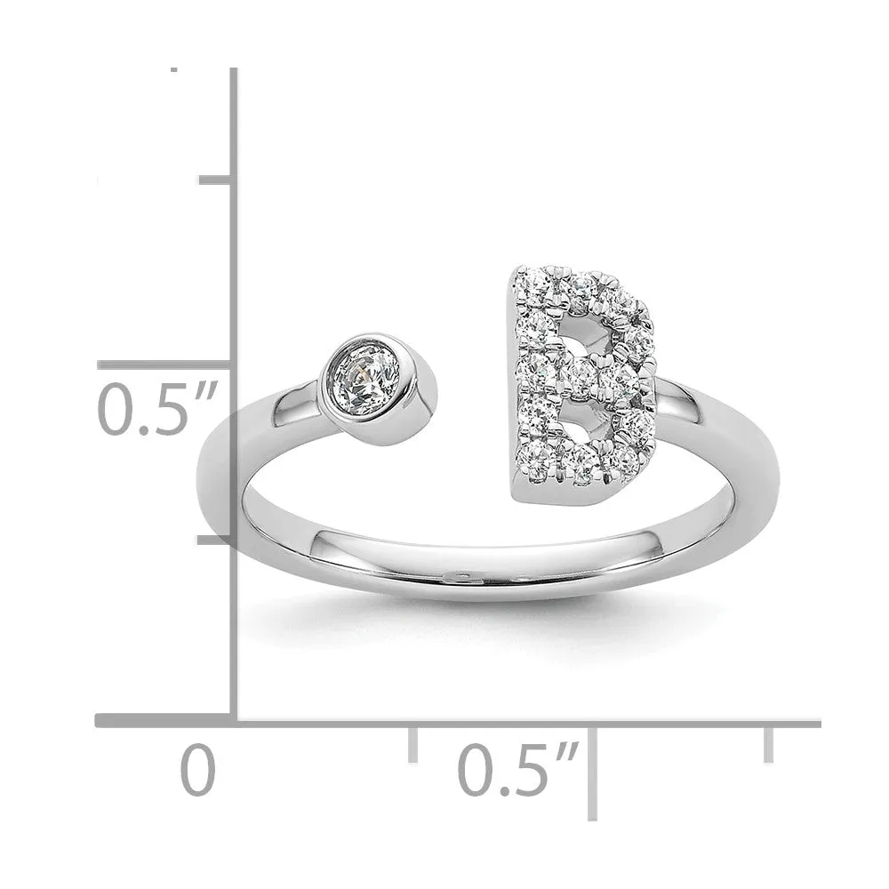 White Gold Lab Grown Diamond VS/SI FGH Initial B Adjustable Ring Model-RM10277B-017-WLG