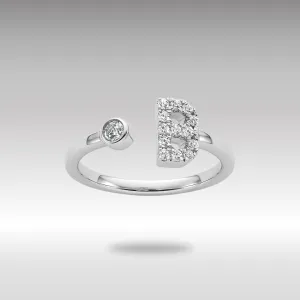 White Gold Lab Grown Diamond VS/SI FGH Initial B Adjustable Ring Model-RM10277B-017-WLG