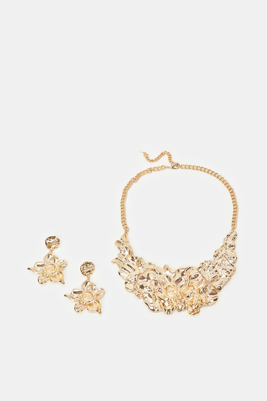 Women Gold Necklace And Earrings (2 Piece)