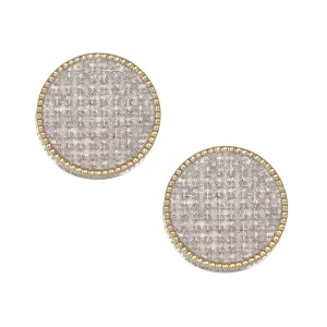 Women's Beaded Round Micro-Pavé Diamond Stud Earrings 0.60ct 10K Yellow Gold