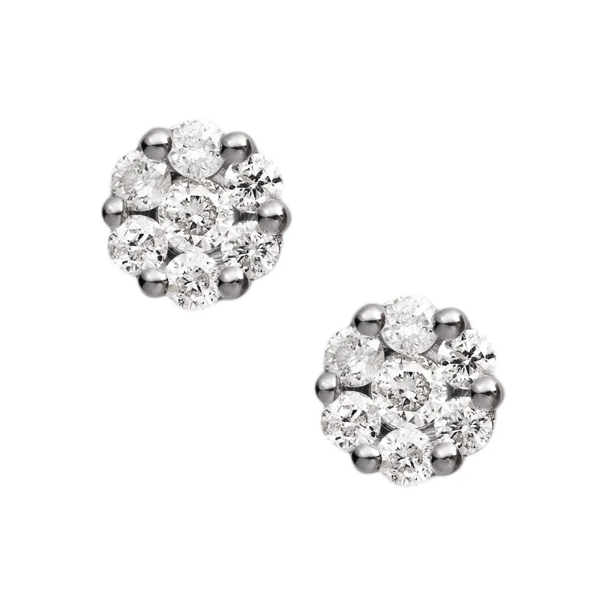 Women's Flower Cluster Diamond Stud Earrings 0.29ct 14K White Gold