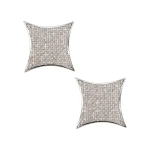 Women's Micro-Pavé Concave Square Diamond Stud Earrings 0.61ct 10K Yellow Gold