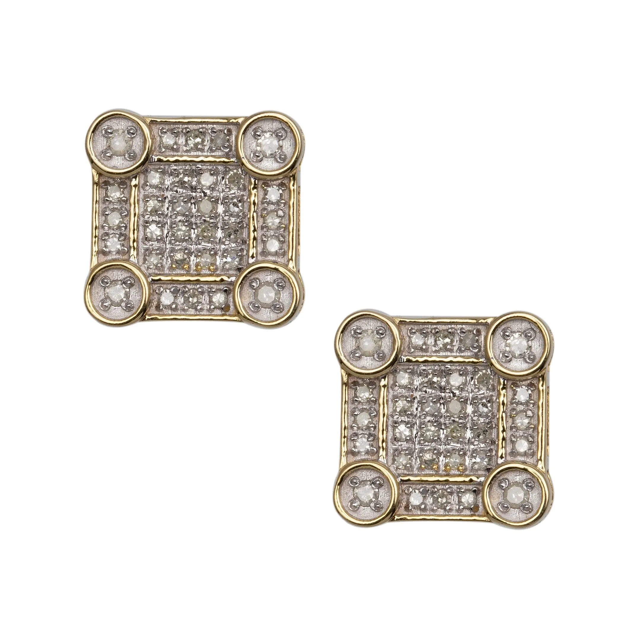 Women's Square Diamond Stud Earrings 0.32ct 10K Yellow Gold