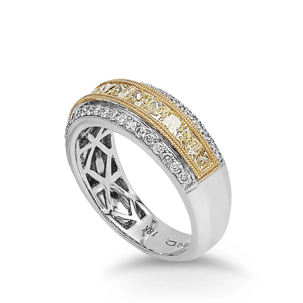 Yellow and White Diamond Ring