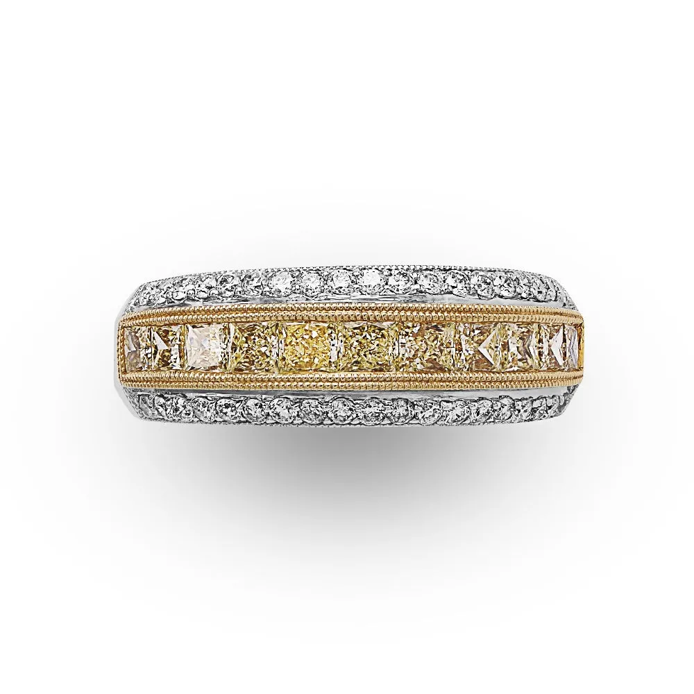 Yellow and White Diamond Ring