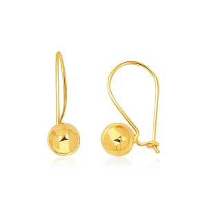 Yellow Gold Shiny Ball Earrings Drop