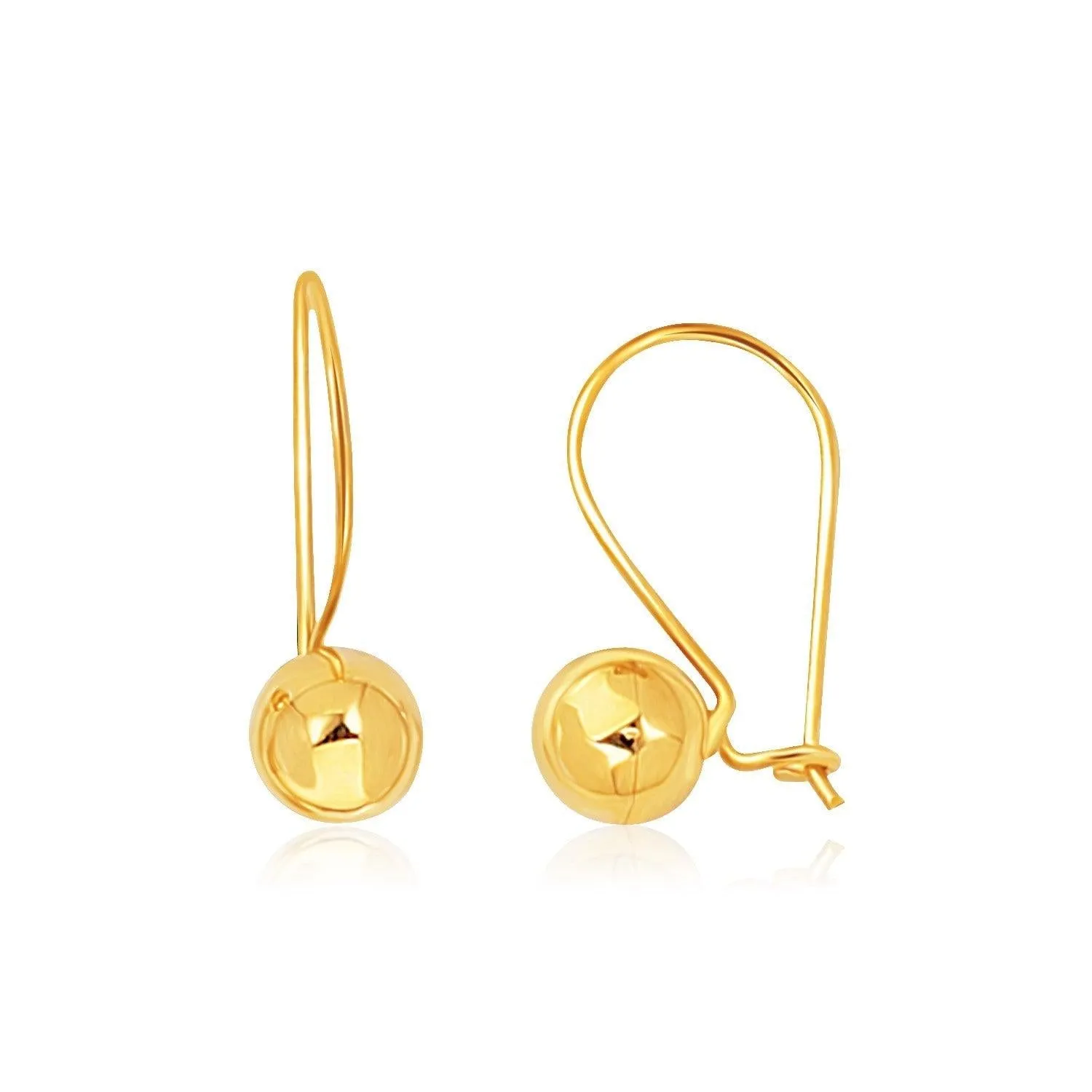 Yellow Gold Shiny Ball Earrings Drop